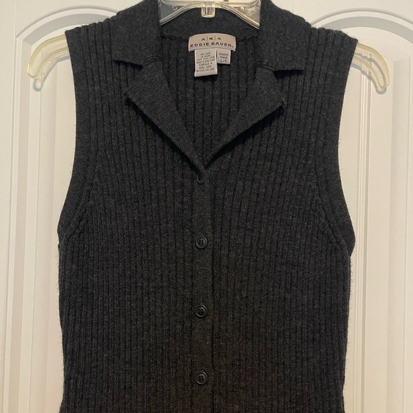 Eddie Bauer Charcoal Ribbed Knit Vest - Picture 1 of 5